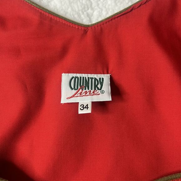 Country Line 34 M/L Women’s Embellished Linen Sheath Dress Red BulgarianART*snag - Picture 4 of 15